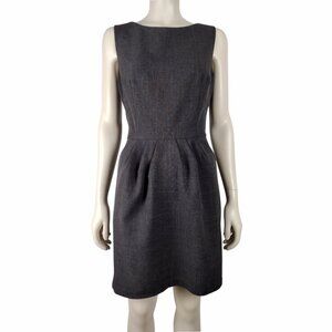 Vintage 1990s Grey Boatneck Sleeveless Sheath Mini Dress With Pockets Size 9